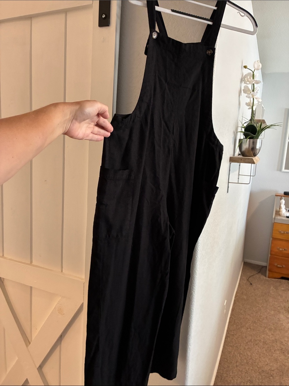 NWOT!! Black Women's Denim Overalls with Classic Pinafore Style